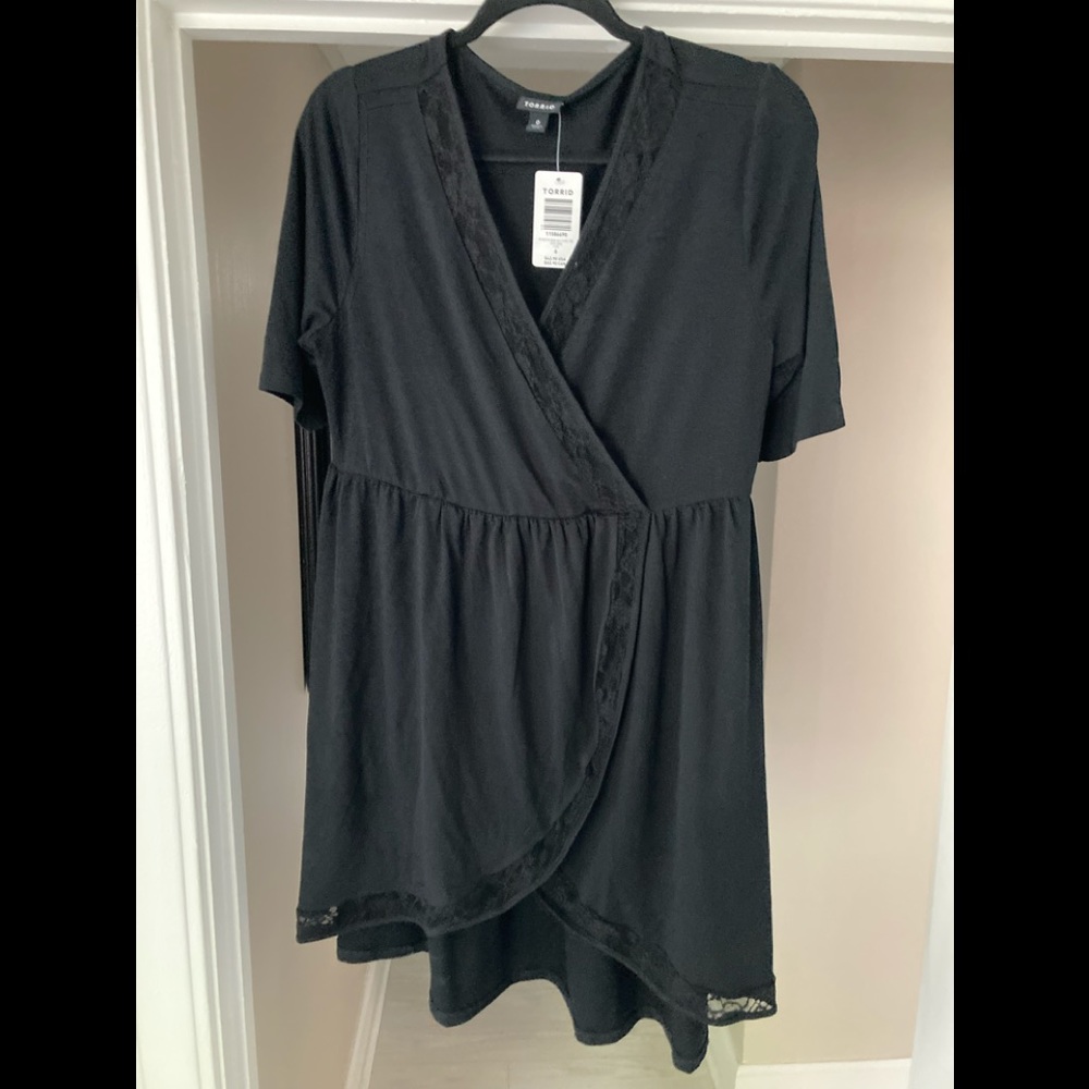 Lace trim black top